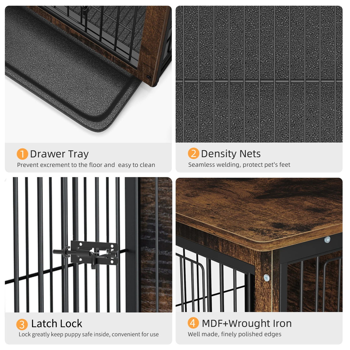 Bingopaw Wooden Pet Cage With Double Doors And Tray