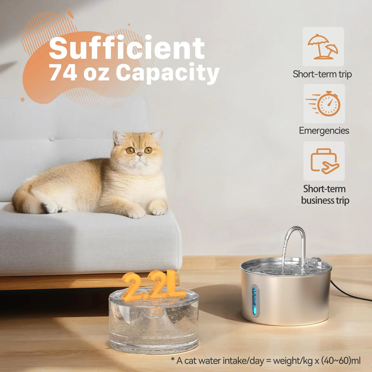 Weomg Automatic Stainless Steel Cat Drinking Fountain