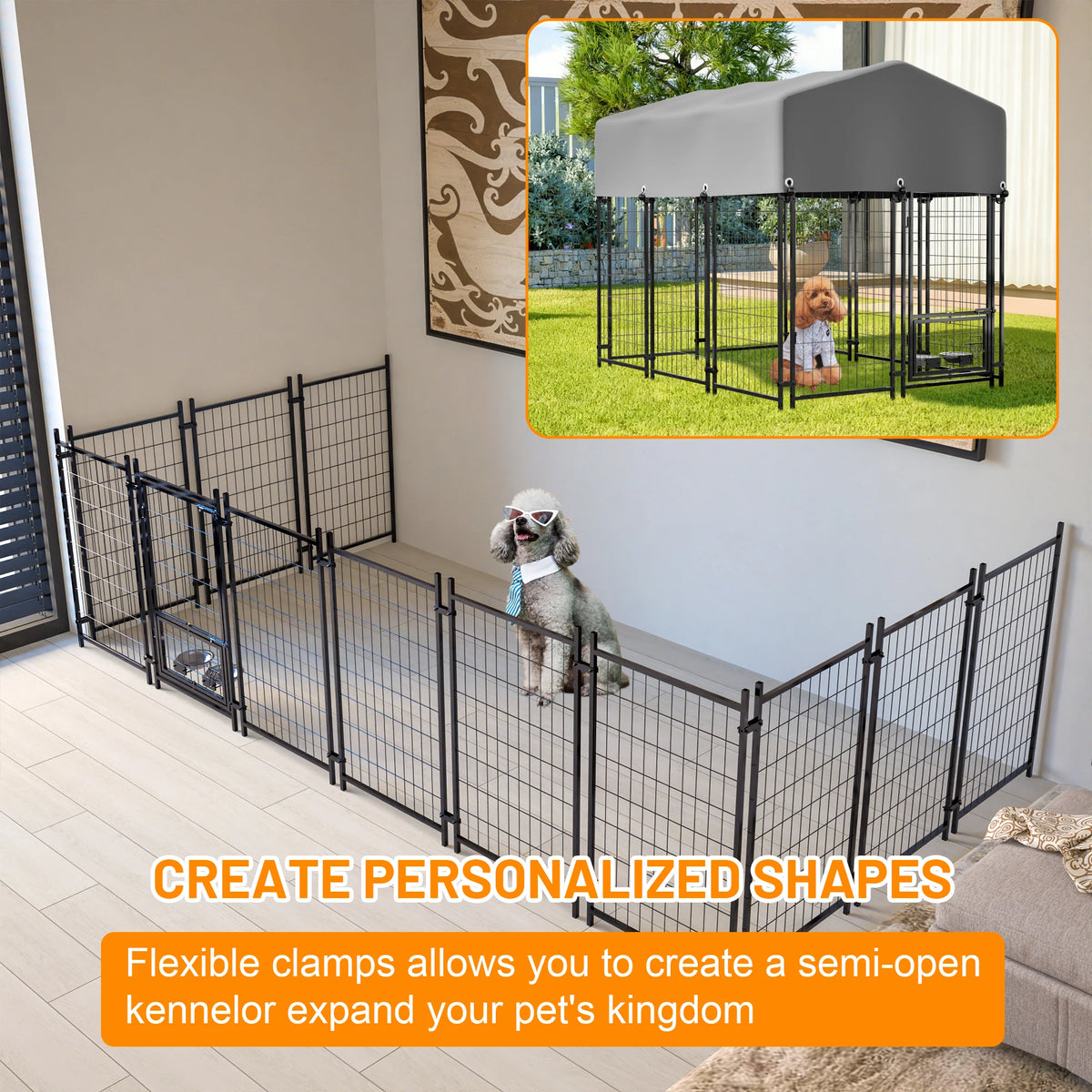 Heavy Duty Welded Wire Dog Kennel With Outdoor Waterproof Cover