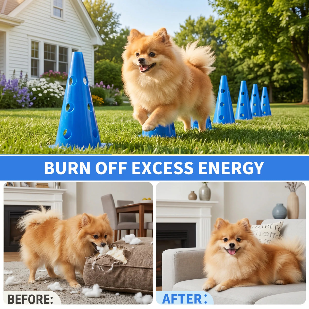 Dog Agility Training Set With Adjustable Hurdles And Cones