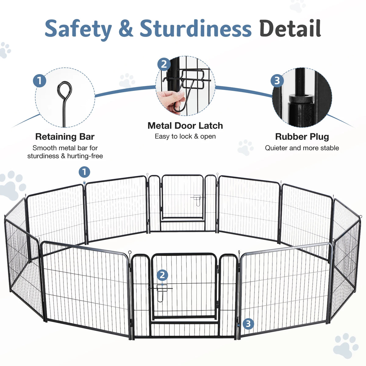 JHK Premium Metal Dog Playpen For Indoor Outdoor Exercise