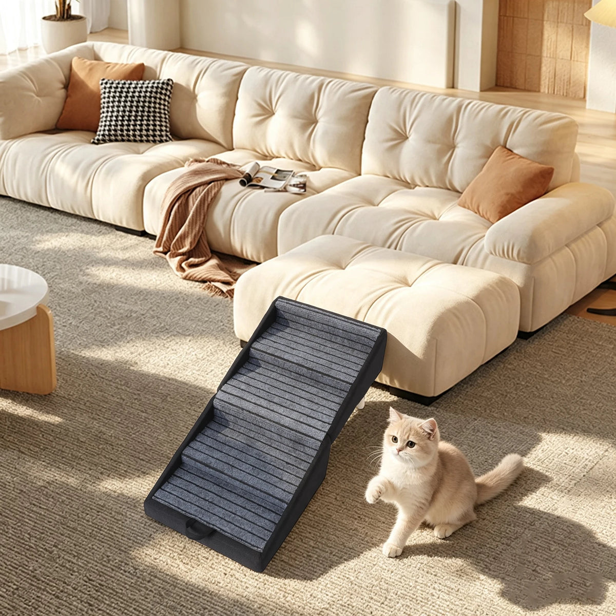 Dog Stairs 2-in-1 Convertible Pet Stool with Gentle Slope and Anti-Slip Treads for Small Medium Dogs