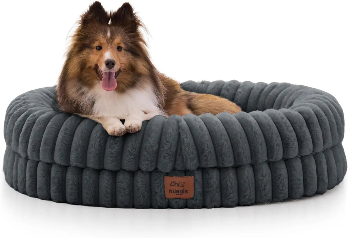 Faux Fur Orthopedic Dog Bolster Bed With Washable Cover