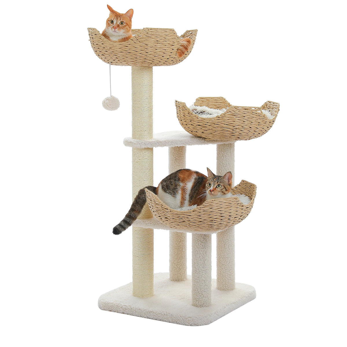 PAWZ Road Multi-Level Cat Tree Rattan Baskets Sisal Scratching Posts