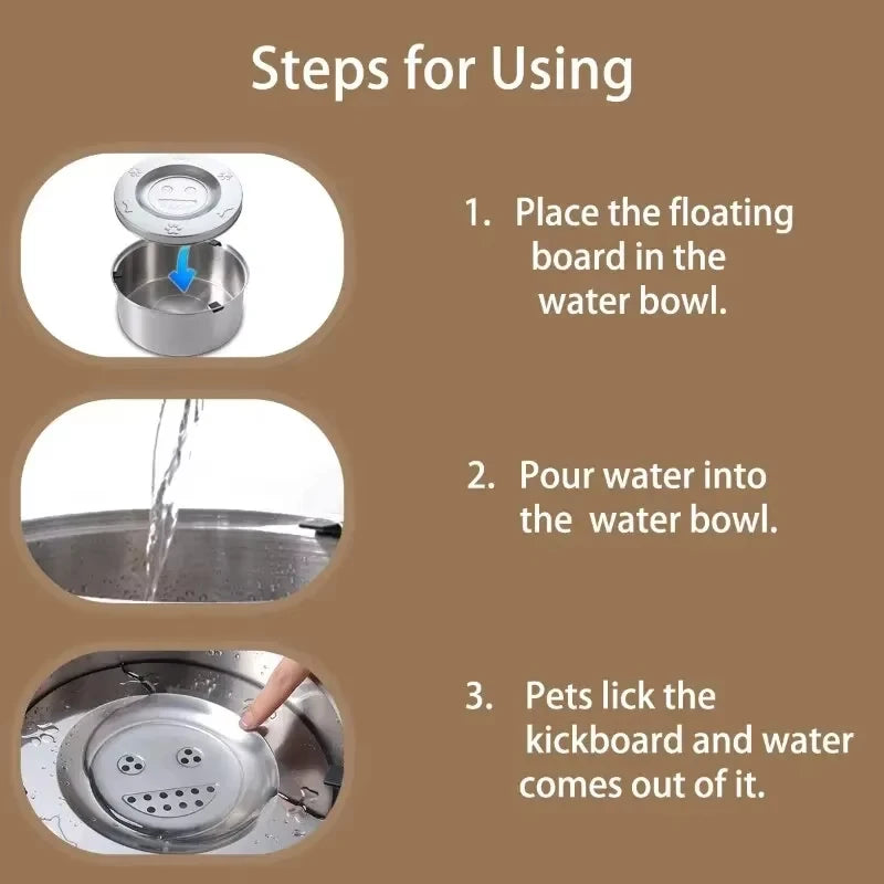 Stainless Steel Floating Dog And Cat Water Feeder Bowl