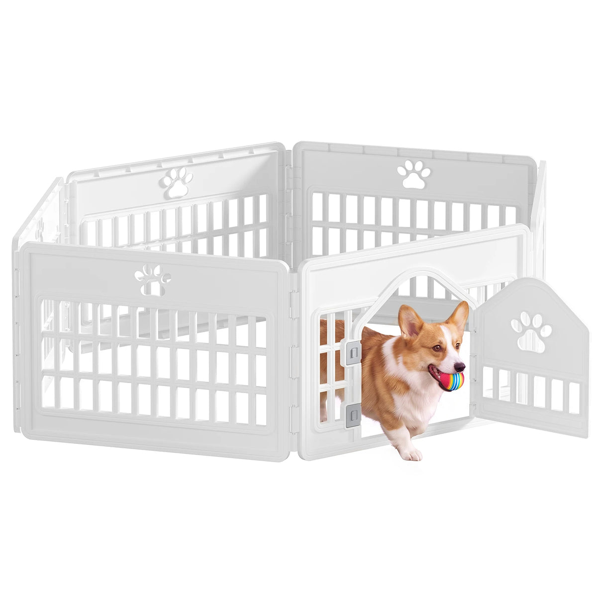 JHK Injection Molded Dog Playpen 4/6/8 Panel 24IN Expandable Durable Pet Fence for Medium Dogs Seamless Design Indoor Outdoor Folding Portable Puppy Playpen