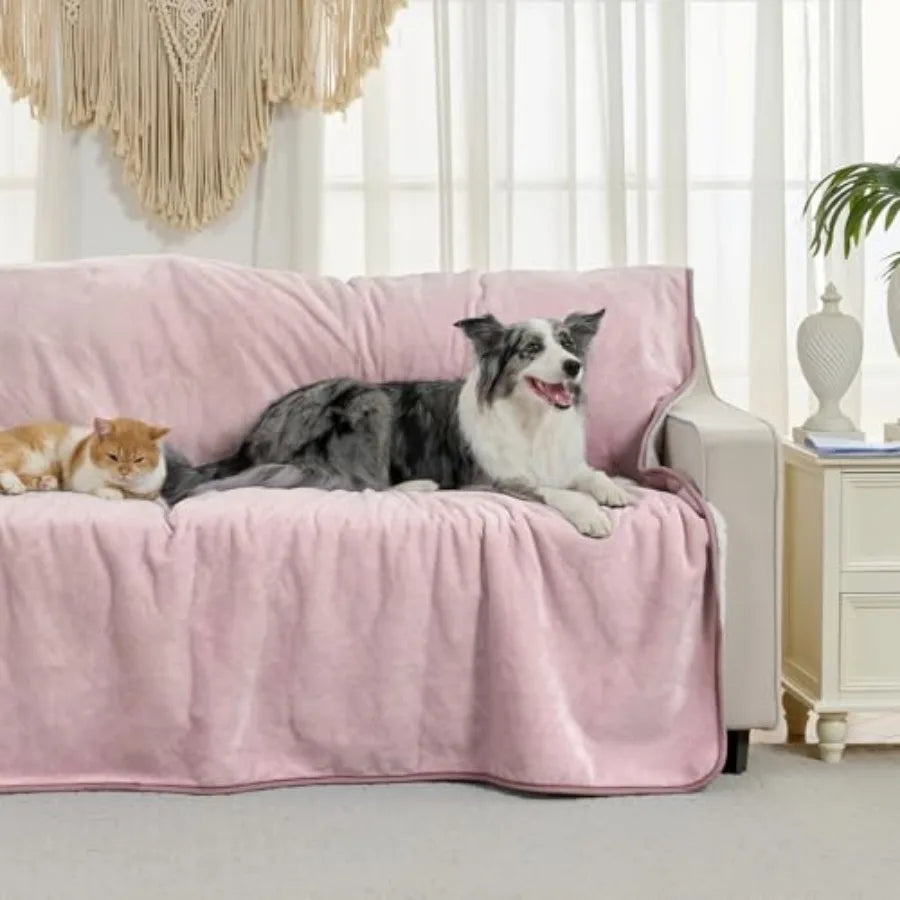 Waterproof Blanket for Bed Couch Sofa, Soft Liquid Pee Proof Pet Blanket for Dog Puppy Cat, Reversible Sherpa Fleece Furniture