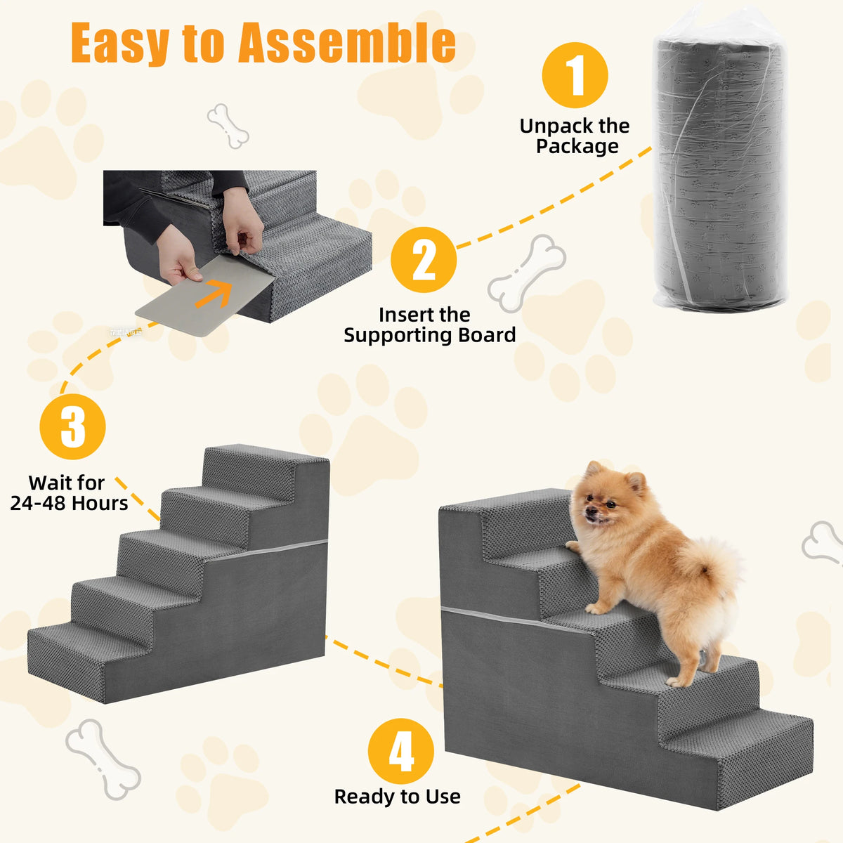 Jhk Right Angled Foam Dog Stairs Ramp For Small Pets