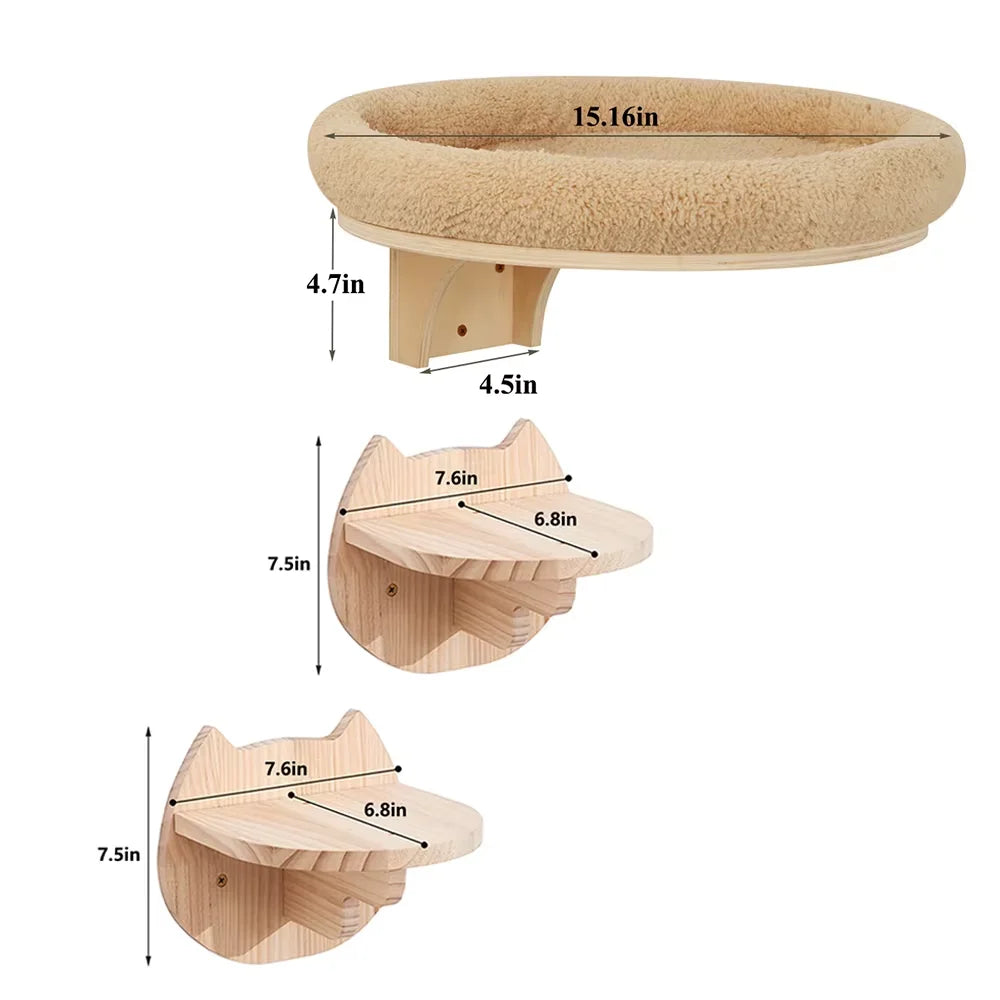 CWV Wall Mounted Cat Climbing Ladder Hammock Scratching Post