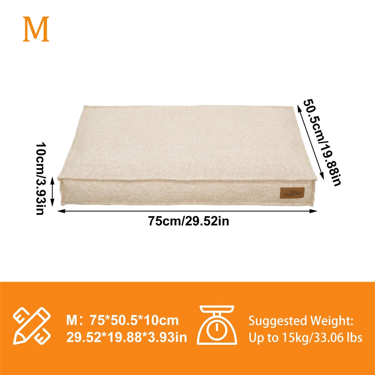 Bingopaw Waterproof Dog Bed With Cozy Linen Cover Foam Base