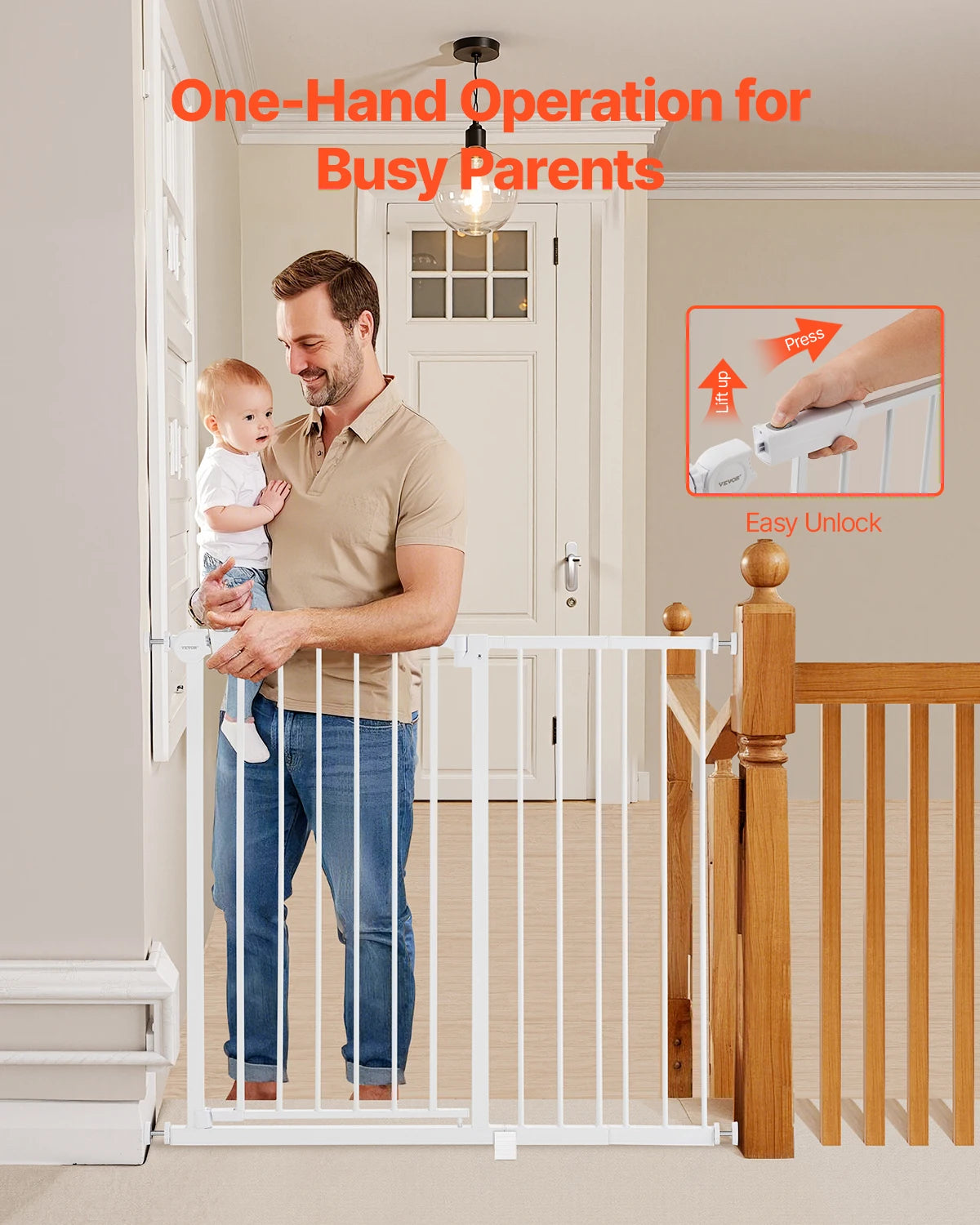 SucceBuy Stainless Steel Pressure Mount Baby Safety Gate