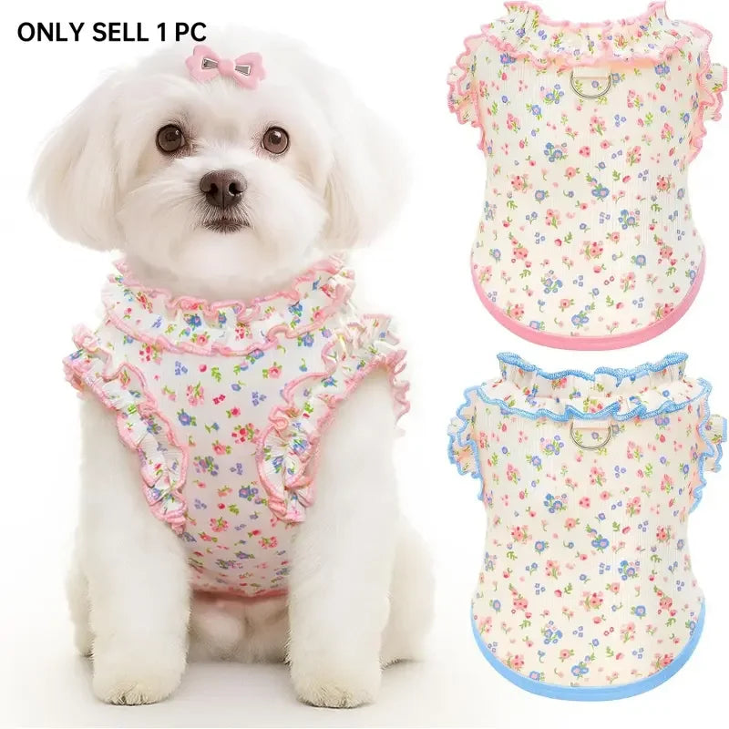 Breathable Ruffled Sleeve Dog Shirt With Elastic Fit for Puppies