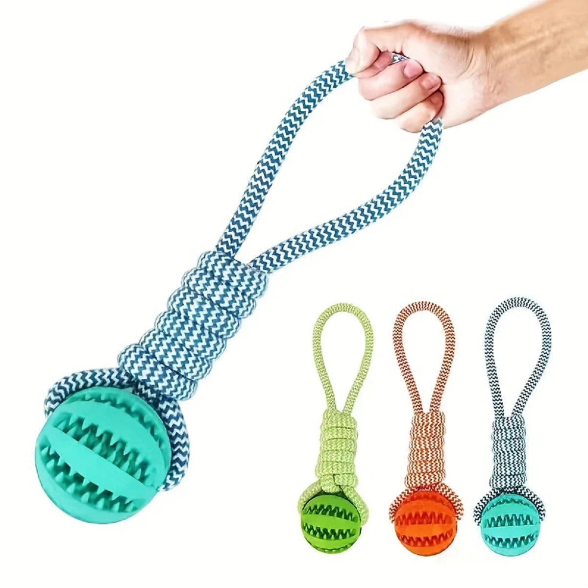 Dog Rope Tug Toy Treat Dispensing Ball For Dental Play