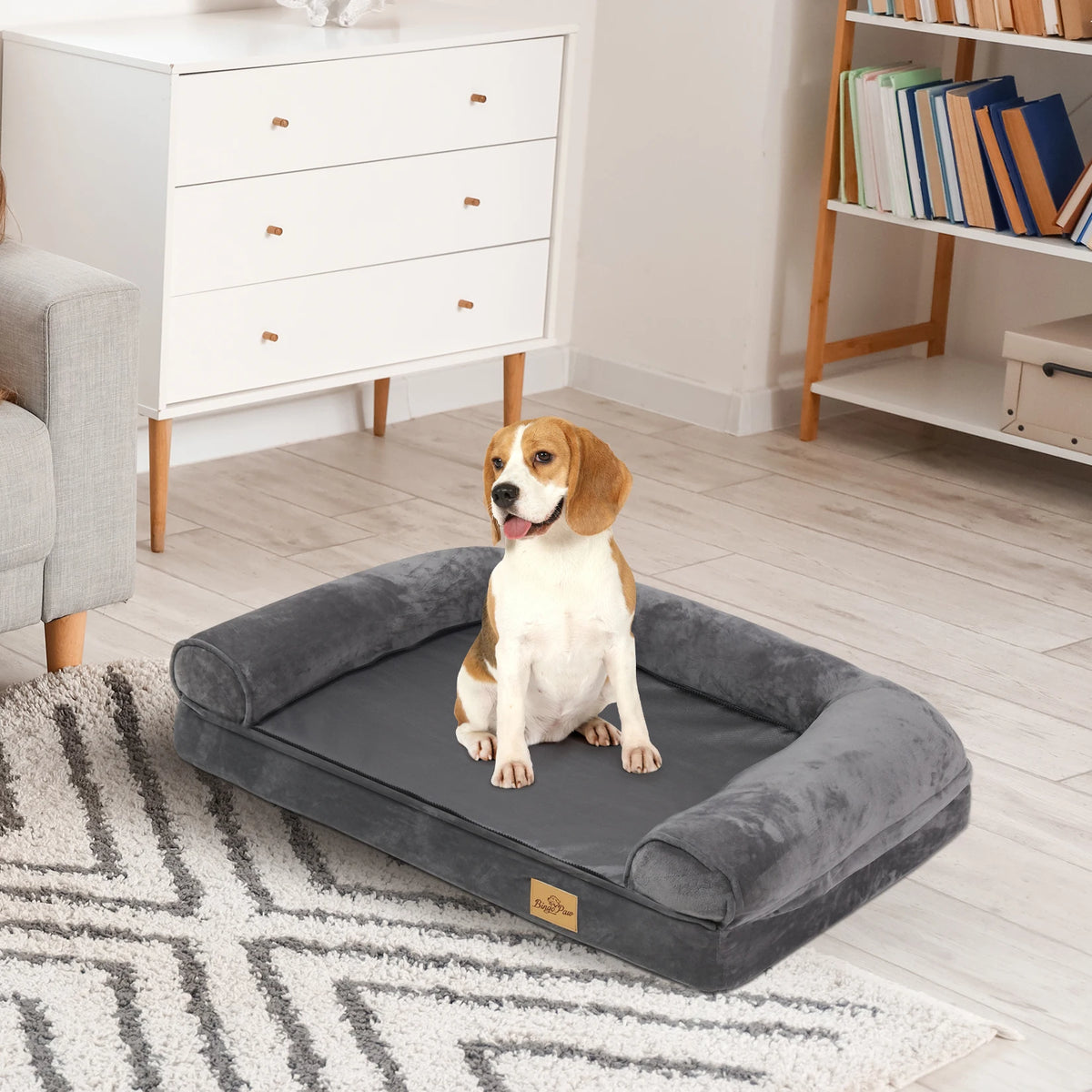 Cozy Bolster Dog Bed With Removable Waterproof Cover And Foam