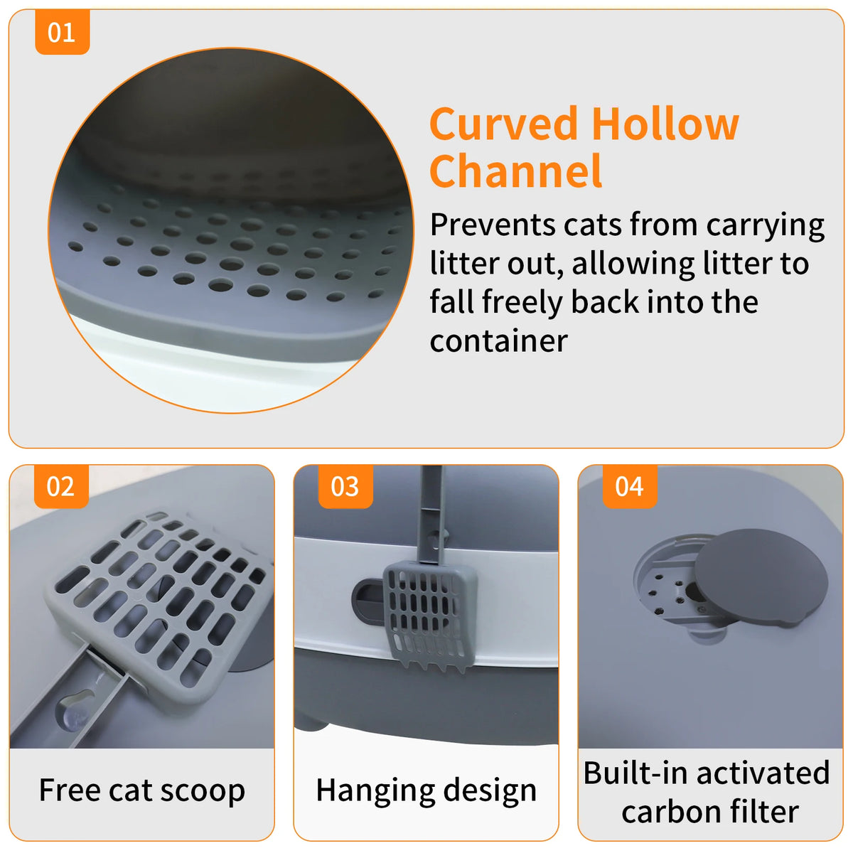 Hooded Enclosed Cat Litter Box With Scoop And Front Entry