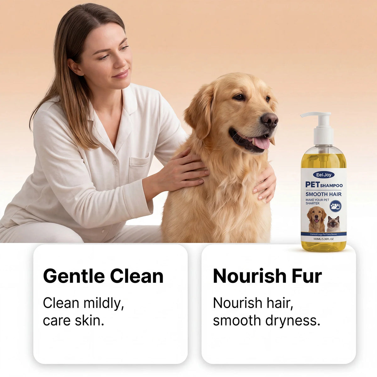 Pet Coconut Oil Shampoo For Cats And Dogs, Gentle Cleansing, Moisturize Fur, Soft Shiny Smooth Coat