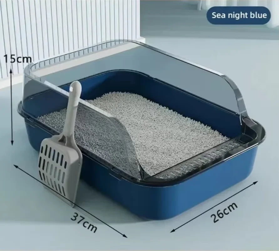 Semi Enclosed Cat Litter Box With High Sides Indoor Use
