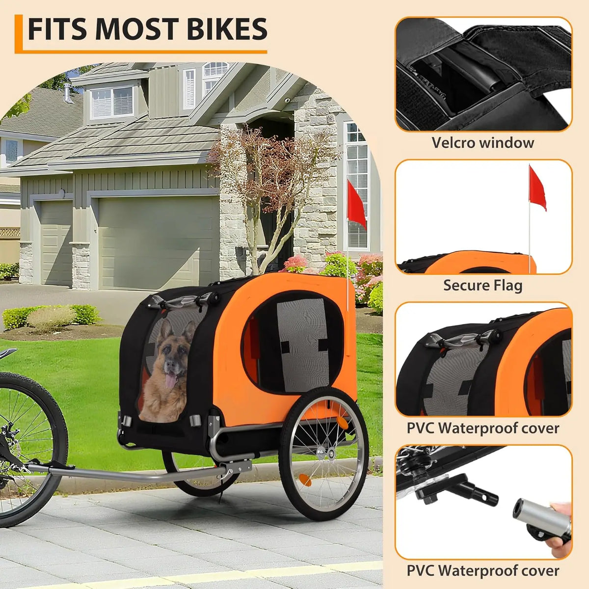 Twister.Ck Foldable Dog Bike Trailer With Quick Release Wheels