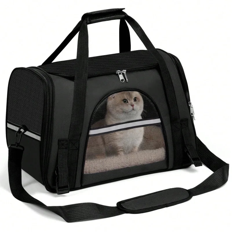 Dog & Cat Outdoor Supplies Secure Zipper Anti-Escape Pet Carrier Backpack | Spacious Ventilated Foldable Cat/Dog Travel Bag | Car & Airline Approved Collapsible Cage With Breathable Design