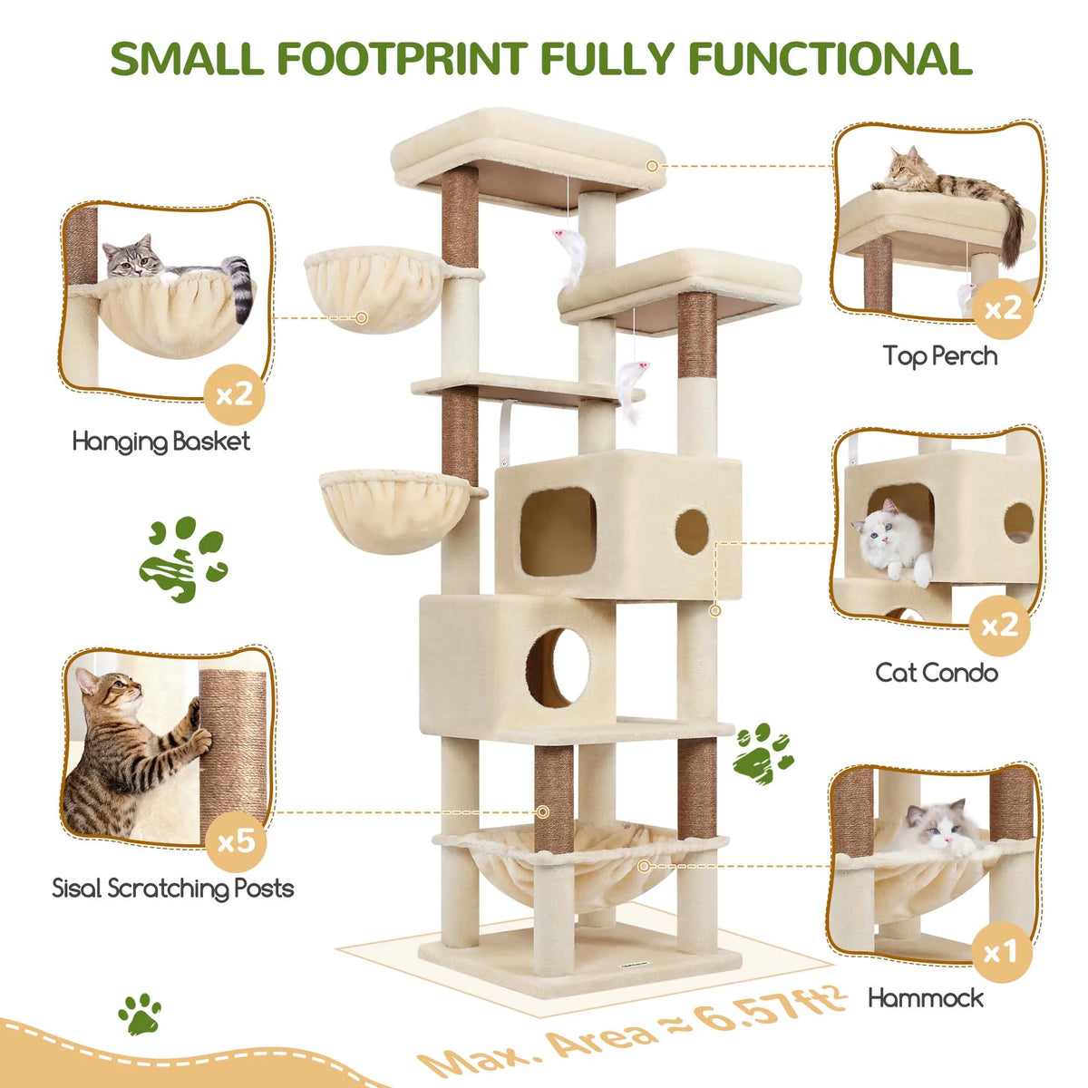 Globlazer Multi Level Cat Tree Tower with Hammocks and Condos