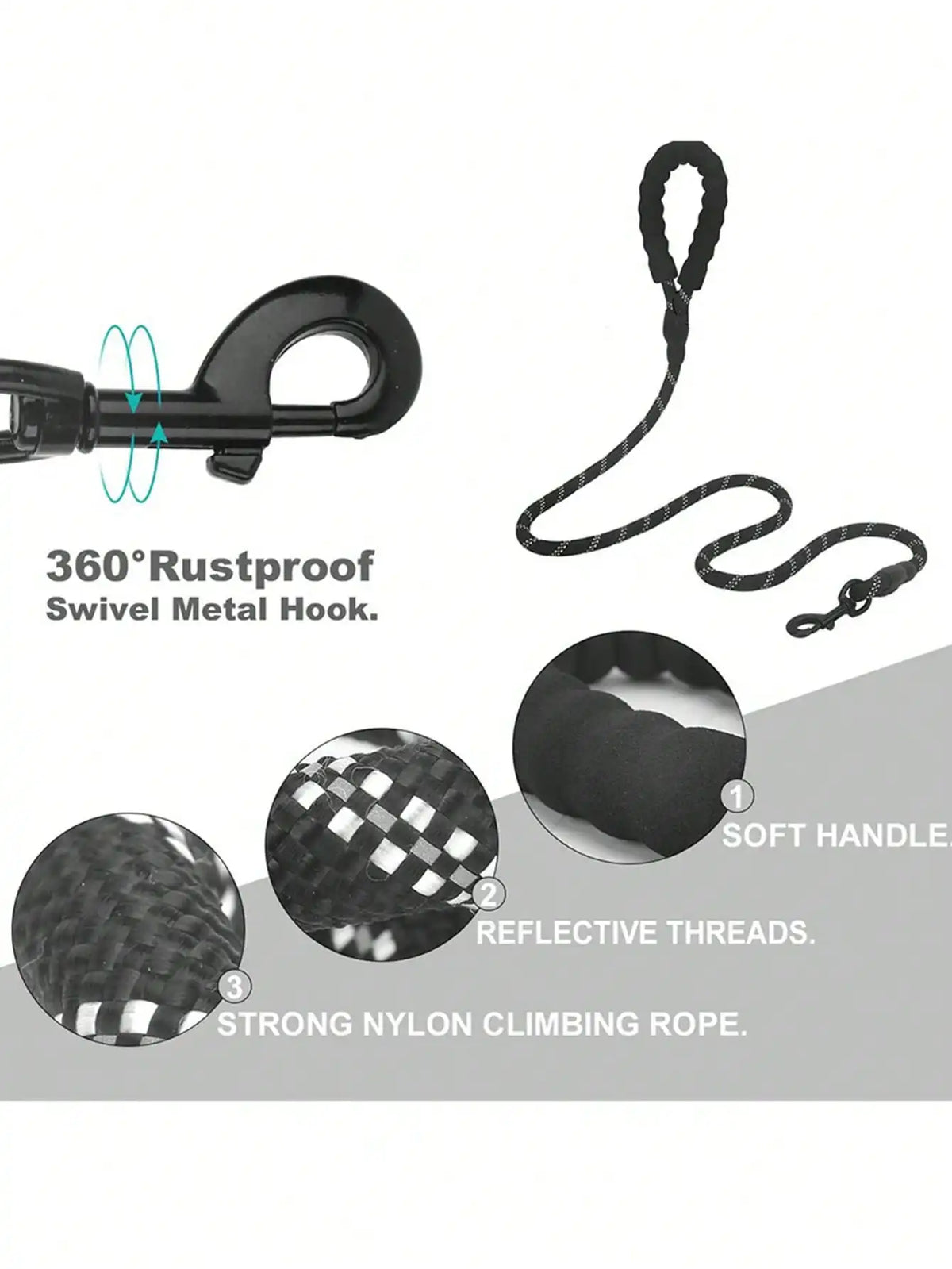 Reflective Nylon Dog Leash With Foam Handle For Walking
