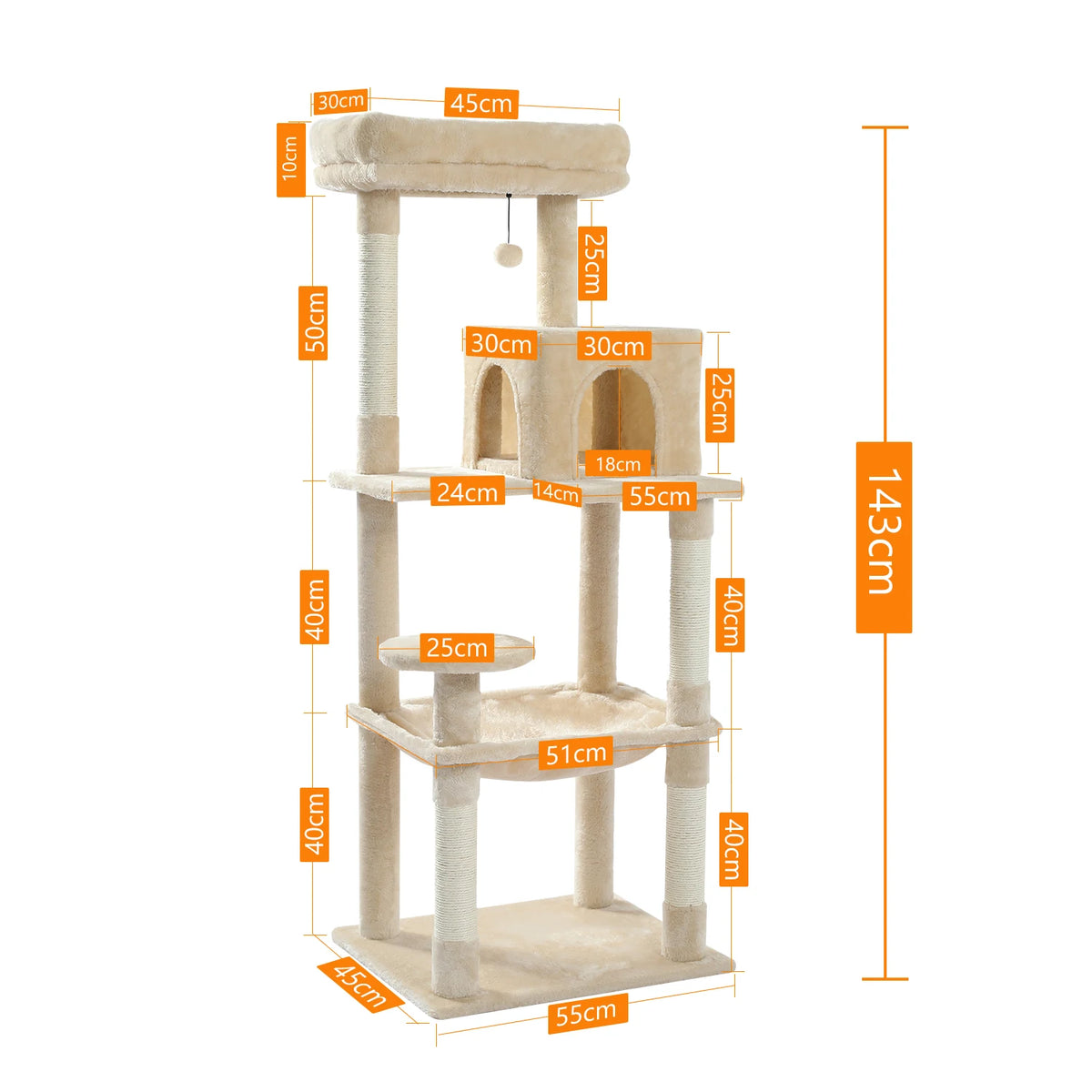 PAWZ Road Cat Tree With Hammock Condo And Sisal Posts
