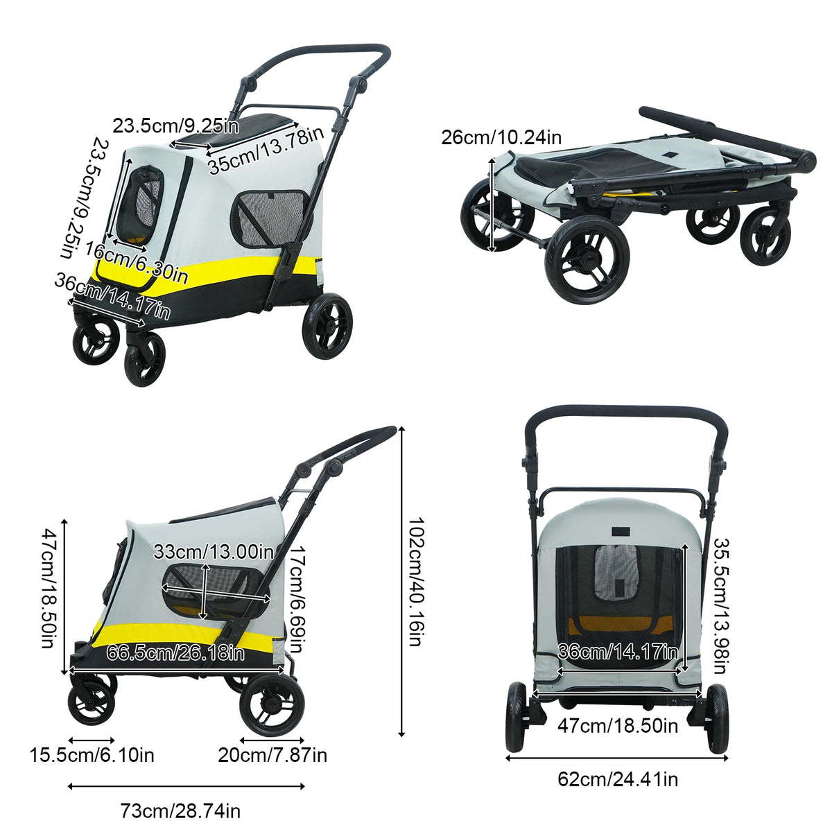 Bingopaw Portable Dual Entry All Terrain Dog Stroller Cart