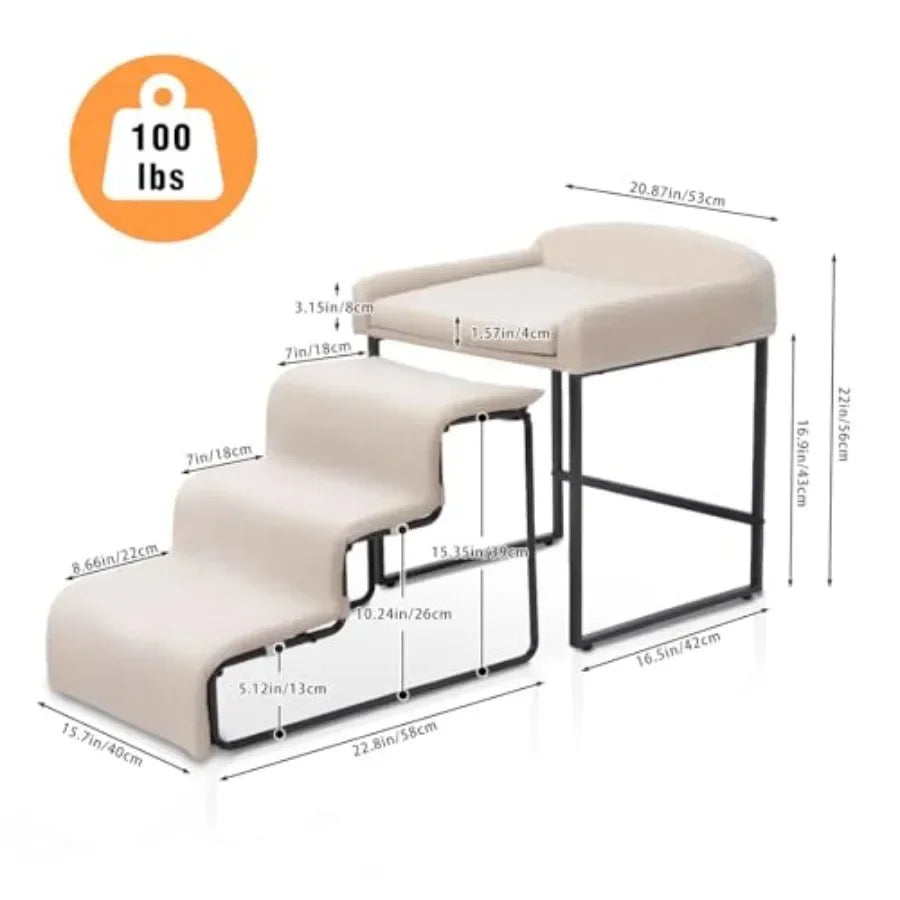 Comfortable Plush Dog Window Perch With Stairs For Pets