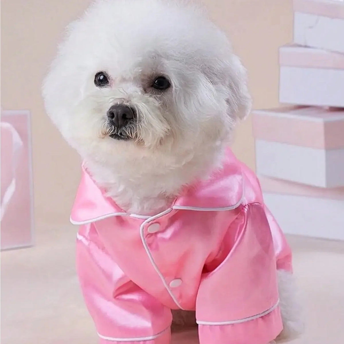 Cute Pet Silk Button Closure Pajamas for Dogs and Cats