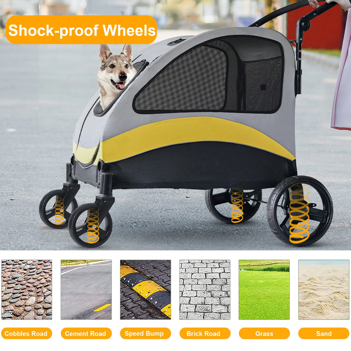 Premium Foldable Four Wheel Pet Dog Stroller And Jogger Wagon