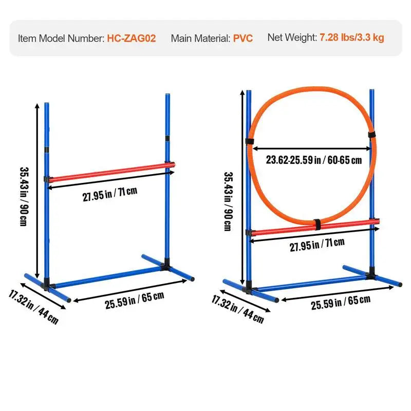 Dog Agility Training Equipment Adjustable Hurdles Jump Ring Obstacle Course