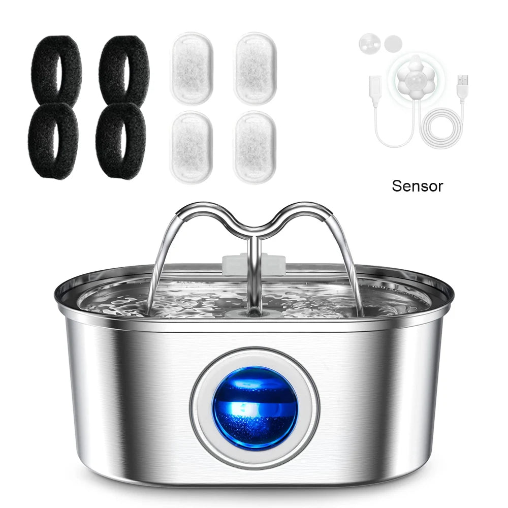 Stainless Steel Cat Water Fountain With Continuous Flow Design