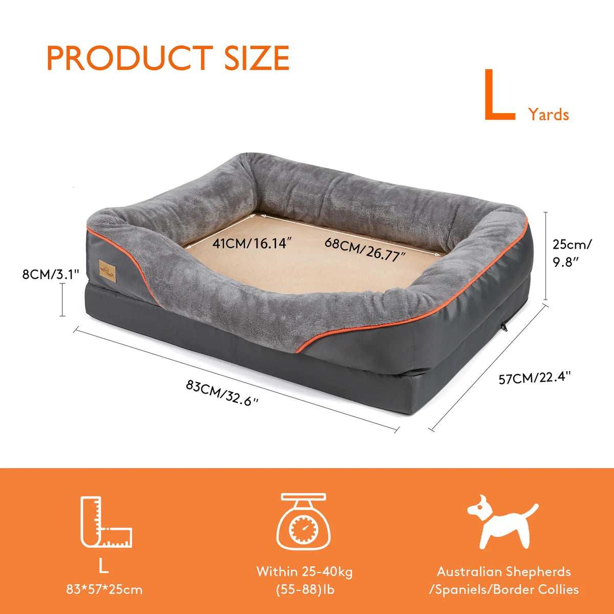 BINGOPAW Waterproof Dog Bed With Washable Fleece Cover