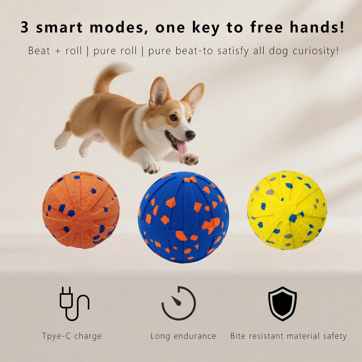 Booteely Automatic Interactive Bouncing And Rotating Dog Ball Toy