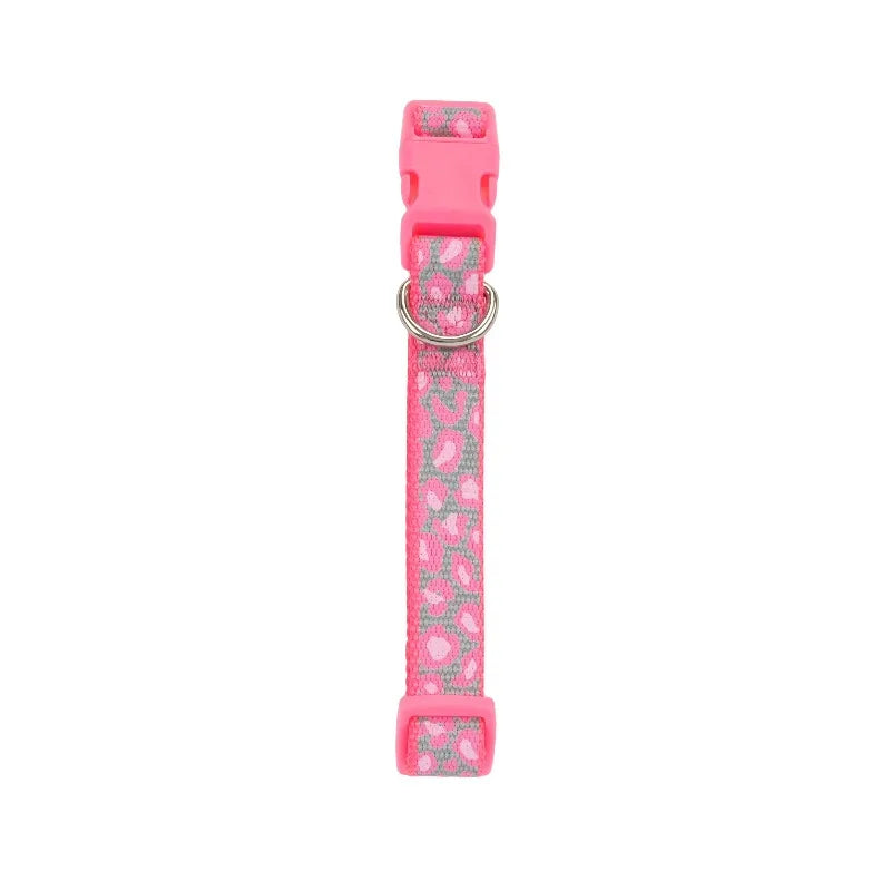 Reflective Adjustable Dog Collar, Pink Cheetah, S